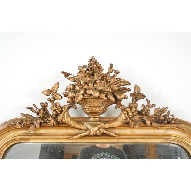 Antique European Louis Philippe Foliate Urn Wall Mirror For Sale - Image 4 of 12