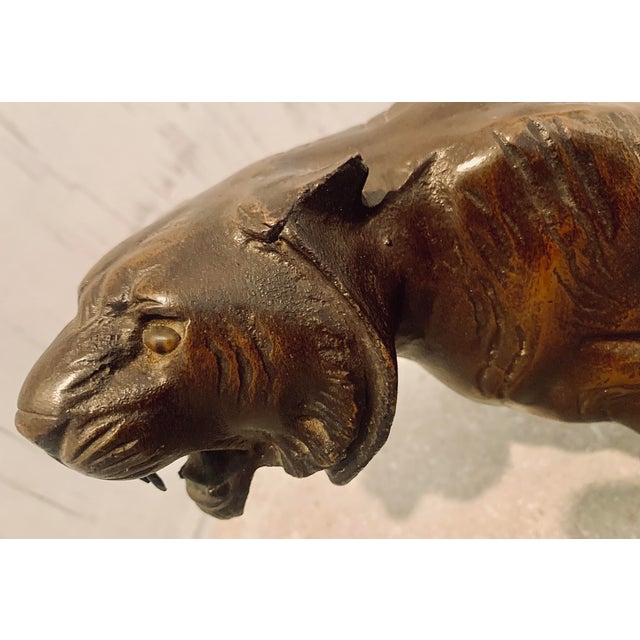 Art Deco Vintage Early 20th Century Japanese Cast Bronze Japanese ‘Meiji Period Style’ Tiger For Sale - Image 3 of 12