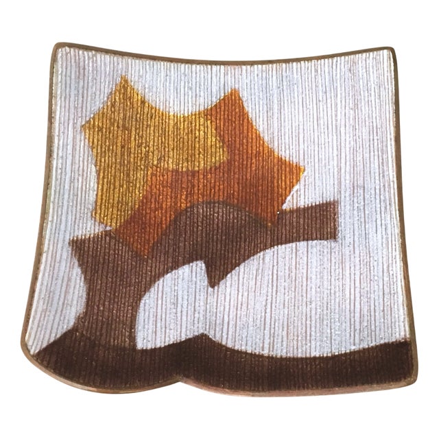 Brown and White Lacquered Copper Ashtray by Del Campo, 1960s For Sale