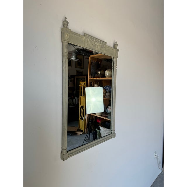 Vintage French Neoclassical - Style Painted Wood Wall Mirror For Sale - Image 9 of 10
