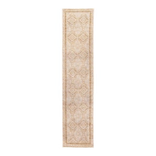 Antique Sivas Beige Handmade Geometric Motif Wool Runner For Sale