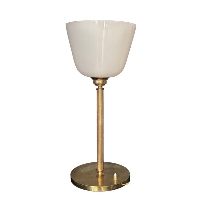 Senator Lamp in Brass and Opaline Glass, 1970s For Sale