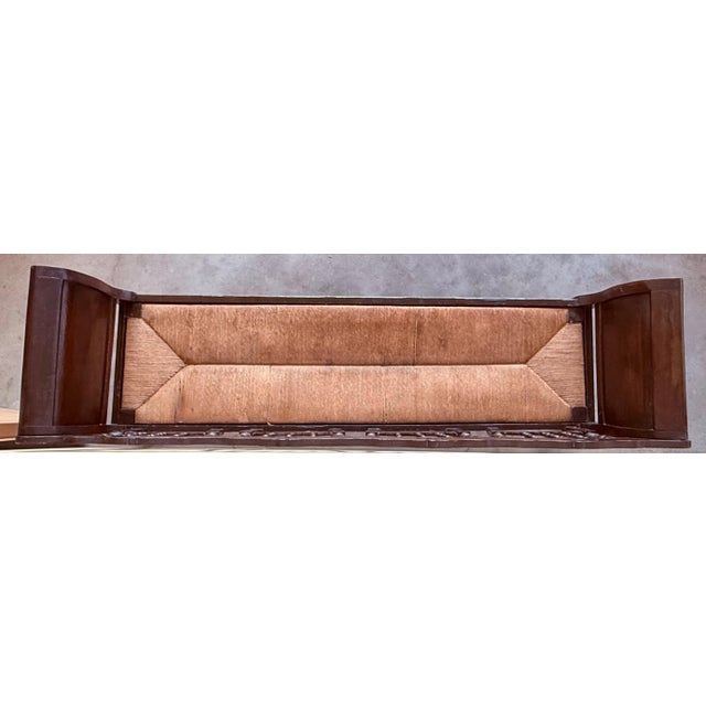 20th Century Large Catalan Bench in Walnut with Caned Seat For Sale - Image 13 of 18
