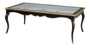 Mastercraft Louis XV Dining Table French Amboyna Burl Wood Brass Glass
