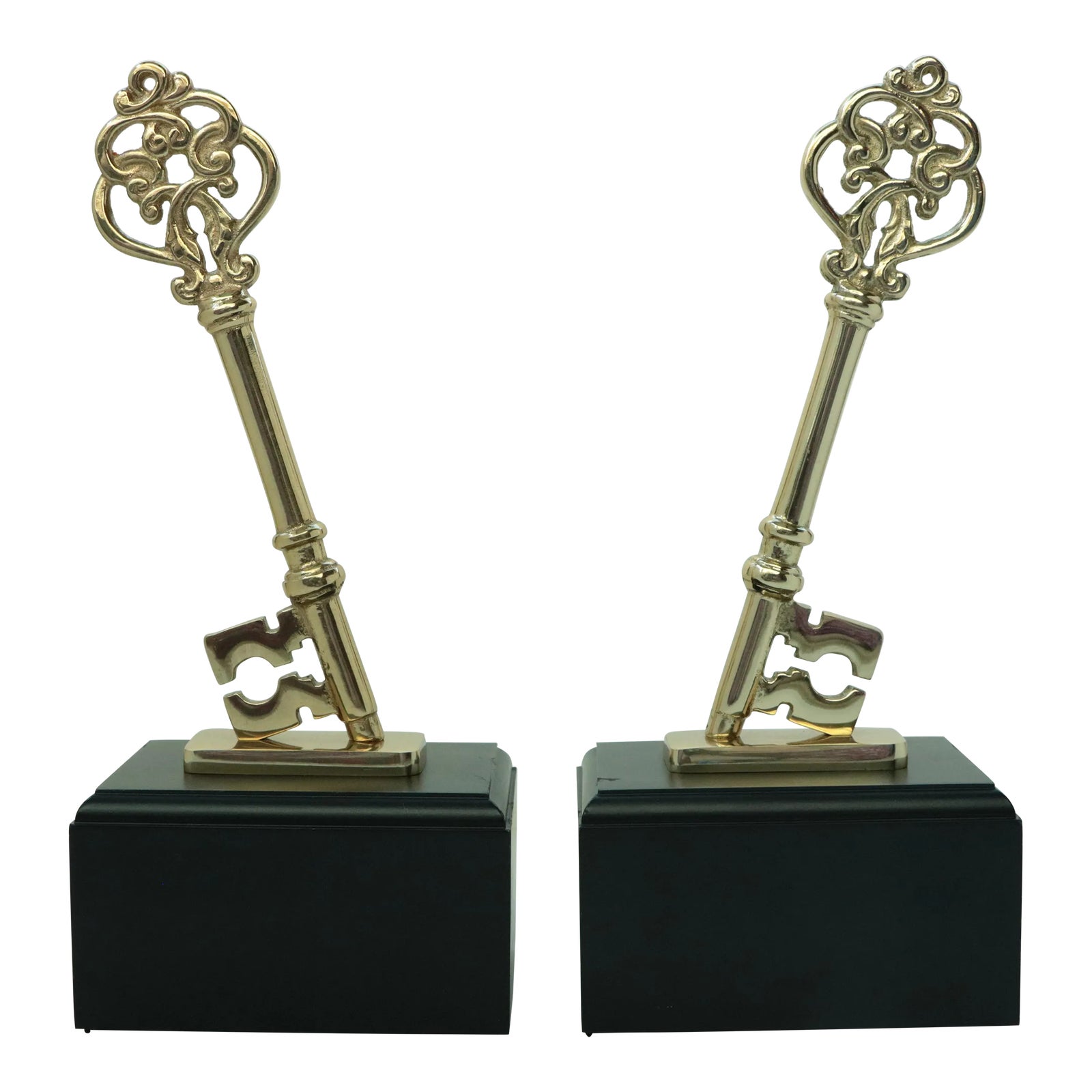 Brass Skeleton Key Bookends - a Pair | Chairish