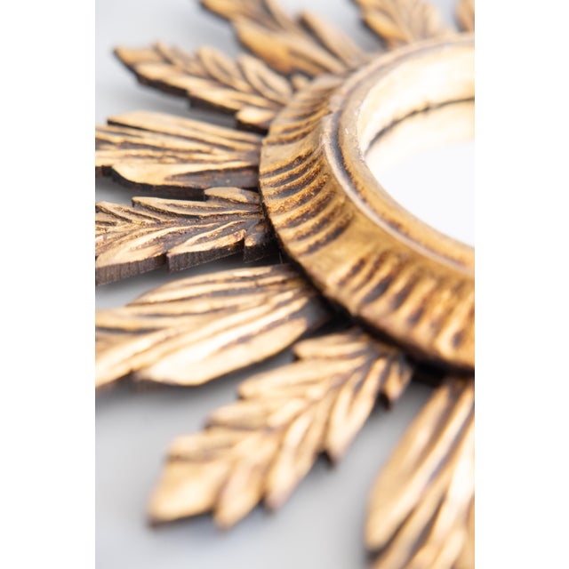 Baroque Mid Century French Giltwood Sunburst Mirror For Sale - Image 3 of 8