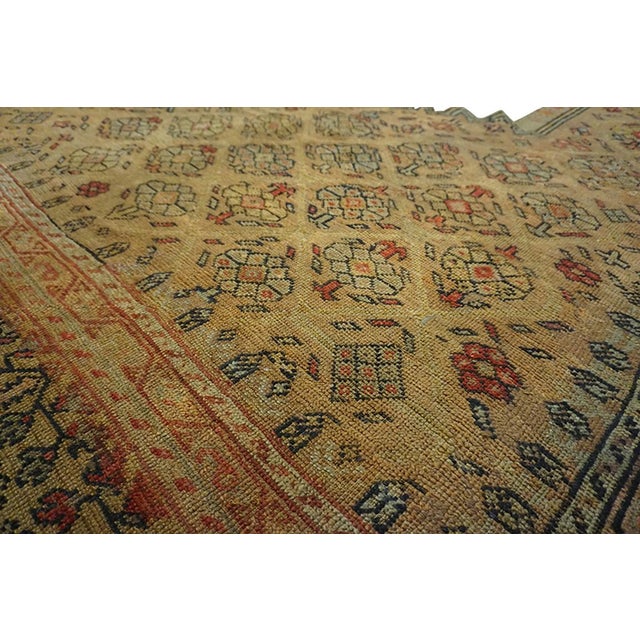 1890s Antique Square Ivory Hand Knotted Medallion Tribal Turkish Oushak Wool Rug For Sale - Image 12 of 16