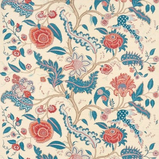 Schumacher Sinhala Sisal Wallpaper In Rouge & Indigo For Sale