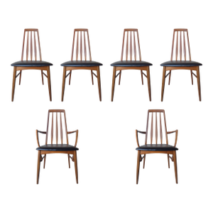 Set of 6 Danish Eva Dining Chairs by Niels Koefoed