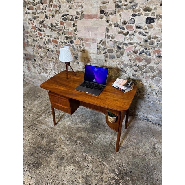 1960s Small Vintage Danish Teak Desk by Gunnar Nielsen for Tibergaard, 1960 For Sale - Image 5 of 18