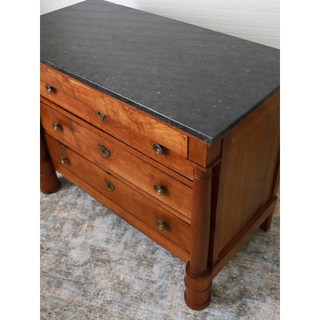 Mid 19th Century 19th C French Empire Walnut Commode With Black Marble Top For Sale - Image 5 of 12