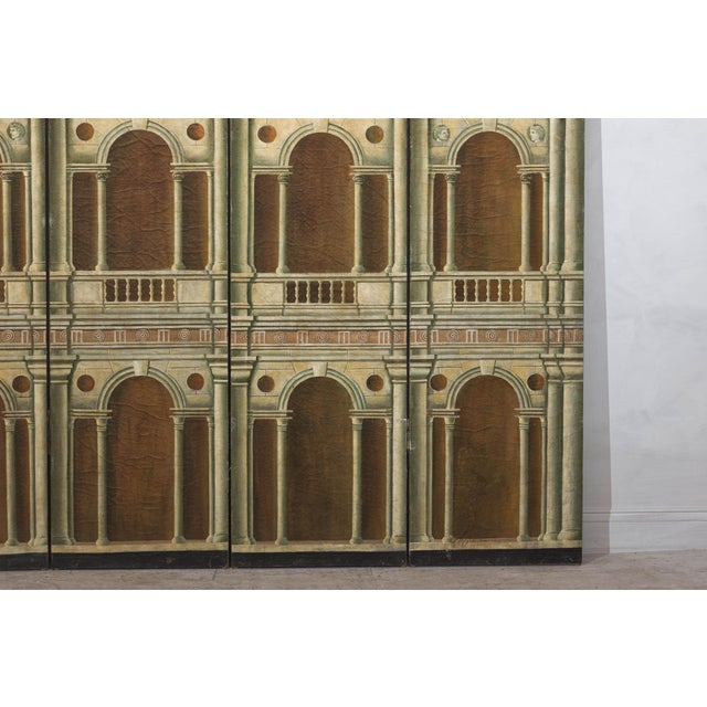Hand-Painted Four-Panel Screen with Palladian Arch Motif in Tempera on Wood For Sale - Image 12 of 12