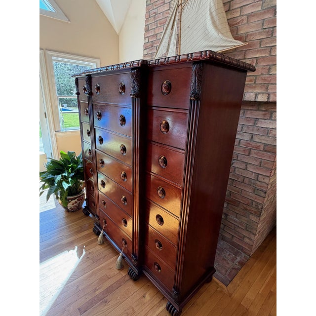 Traditional 21 Drawer Mahogany Chest of 21 Drawers by Ralph Lauren For Sale - Image 3 of 18