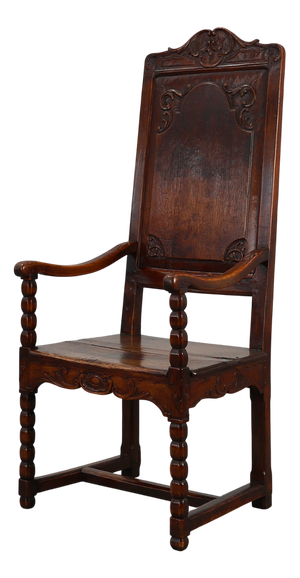 Antique Armchair in Hand Carved Oak, 1700s
