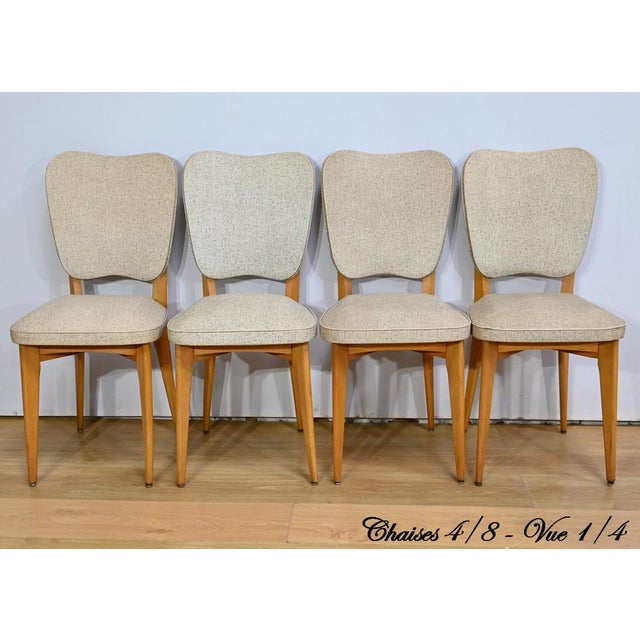 Vintage Beech and Faux Leather Chairs, 1960, Set of 8 For Sale - Image 6 of 18
