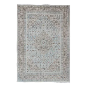 Early 20th Century Persian Antique Tabriz Rug With Medallion With Herati Design and Muted Colors
