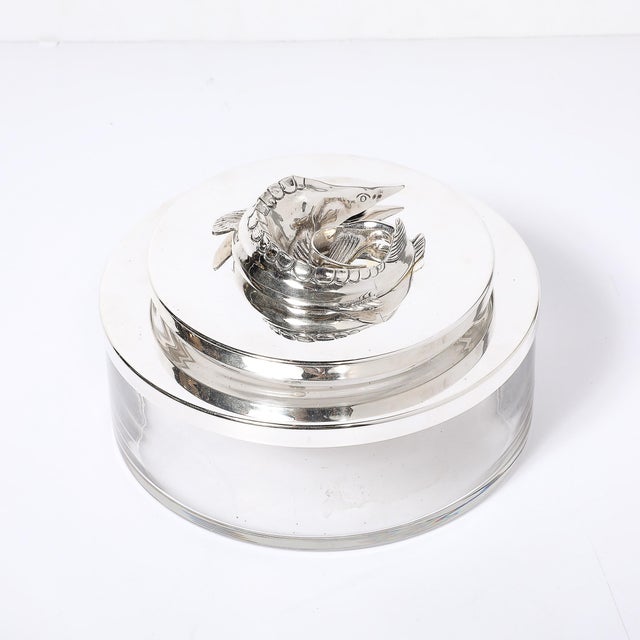 Mid-Century Silver Plate & Glass Caviar Service With Sculptural Sturgeon Handle For Sale - Image 17 of 18