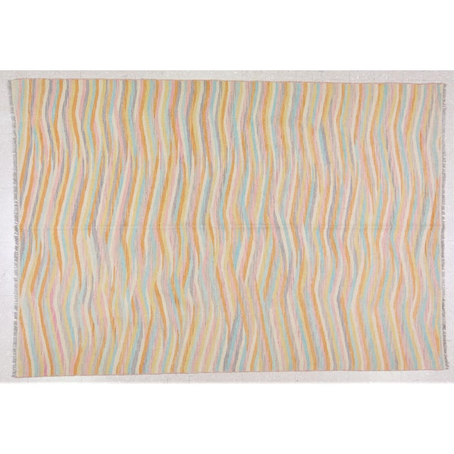 1990s Vintage Afghan Hand Made Organic Wool Maimana Kilim,5'5"x8' For Sale - Image 5 of 5