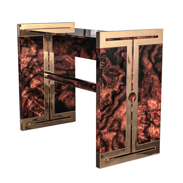 Art Deco "La Perla Prescelta" Desk With Bronze Details, Hand Made For Sale - Image 3 of 6