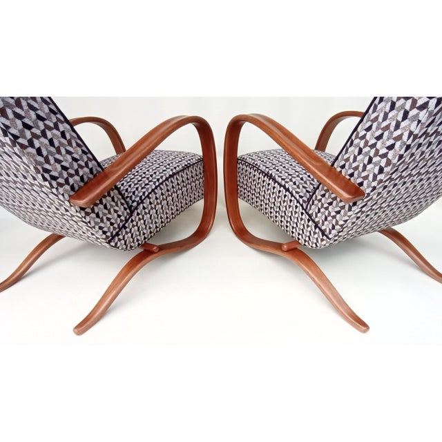 Wood H-269 Lounge Chairs by Jindrich Halabala for Up Zavody, 1930s, Set of 2 For Sale - Image 7 of 15