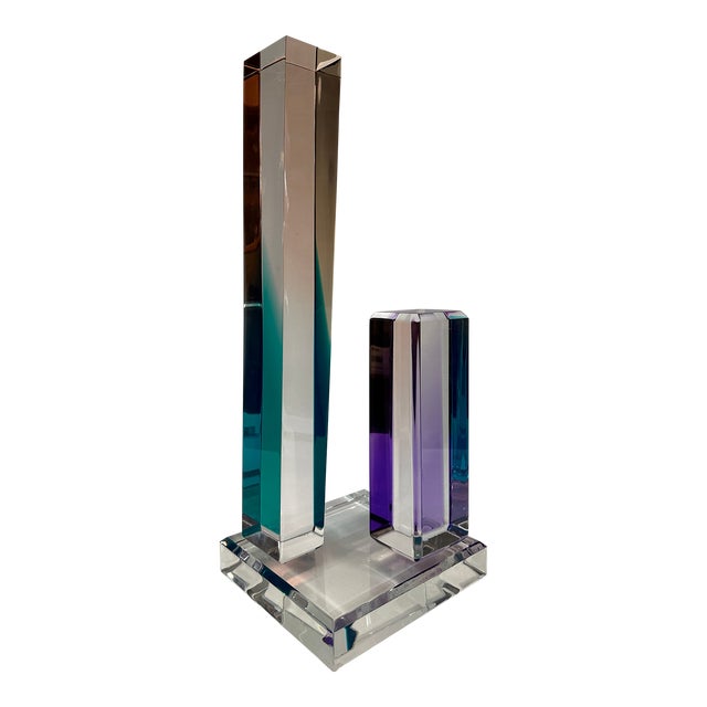 1990s Lucite Tower Sculpture by Shlomi Haziza - Signed For Sale
