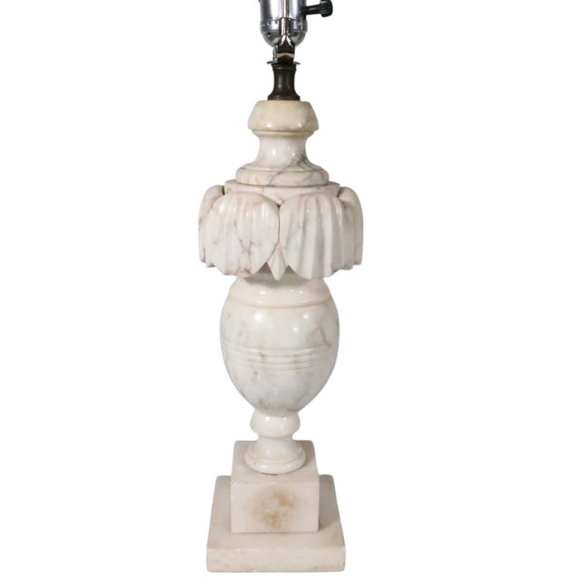 Mid 20th Century Neo Classical Carved Marble Table Lamps - a Pair For Sale - Image 17 of 18