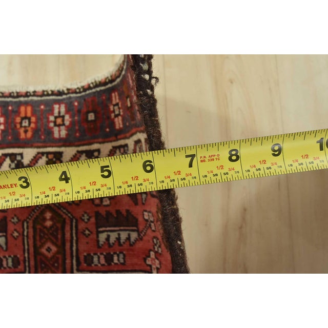 Karajeh Runner 3’2” X 10’2” Red Wool Semi-Antique Tribal Hand-Knotted Rug For Sale - Image 13 of 15