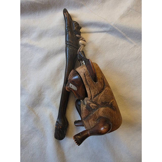 Vintage Hand-Carved Wooden Figurine – Tribal / Japanese-Inspired Folk Art Sculpture For Sale - Image 12 of 18