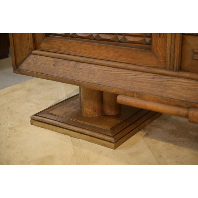Brutalist Oak Sideboard in the Style of Charles Dudouyt, 1950s For Sale - Image 12 of 14