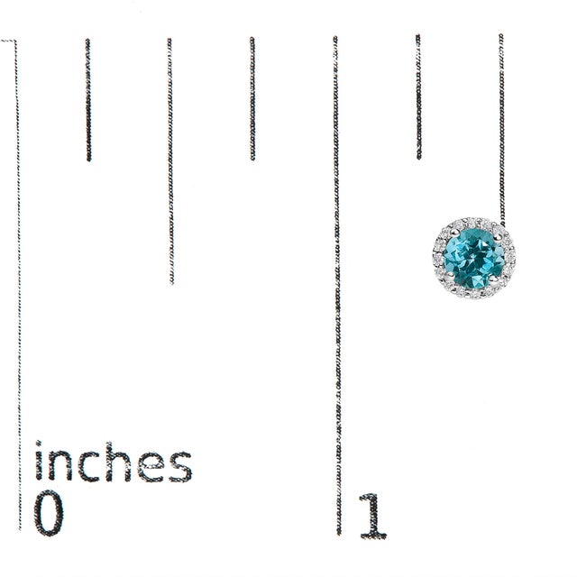 Early 21st Century 10K White Gold Blue Topaz and 1/6 Cttw Diamond Halo Stud Earring For Sale - Image 5 of 5