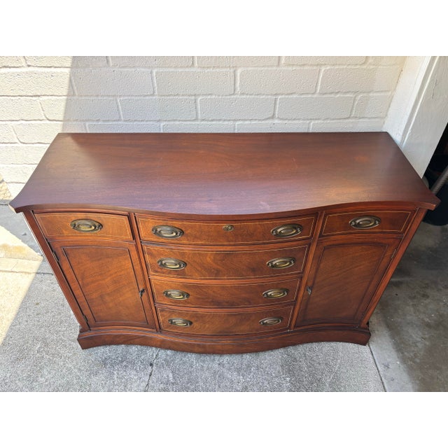 Traditional Bowfront Vintage Buffet, Server, or Bar Cabinet For Sale - Image 10 of 10
