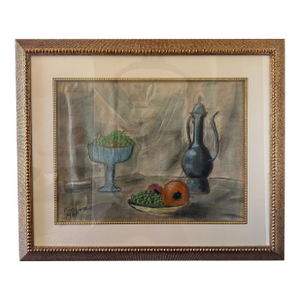 Mid-Century Original Still Life Pastel, Signed Hertz, Framed