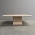 Mid century square Italian coffee table, 1970s. Elegant thick travertine table top with travertine base. Table is in...