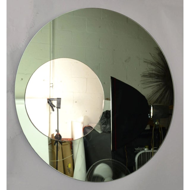 Fontana Arte Fontana Arte Style Round Double Glass Wall Mirror Italy Mid-Century Modern 1970 For Sale - Image 4 of 12