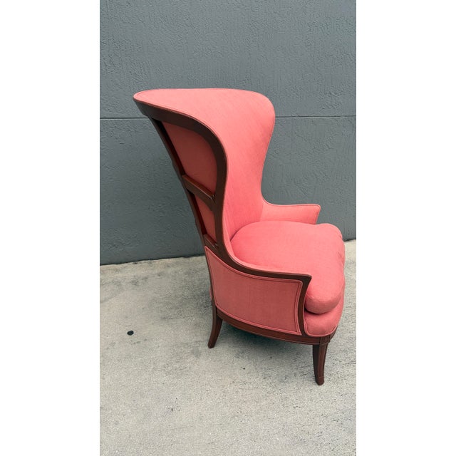 1940s John M. Smythe Attributed Deco Wingback Arm Chair For Sale - Image 10 of 12