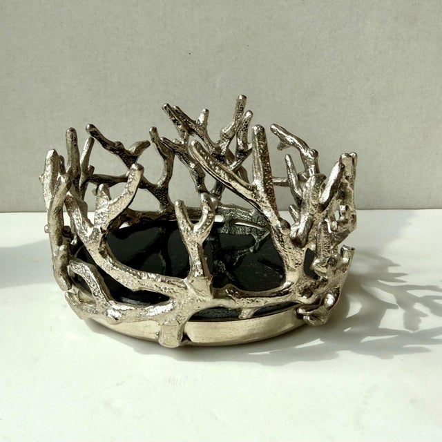 Michael Aram Michael Aram Wine Bottle Coaster Ocean Reef Aluminum Holloware For Sale - Image 4 of 6