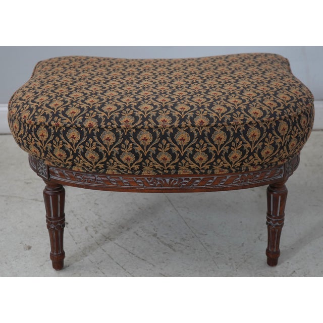 Century French Louis XVI Style Bergere Chair & Ottoman For Sale - Image 13 of 18
