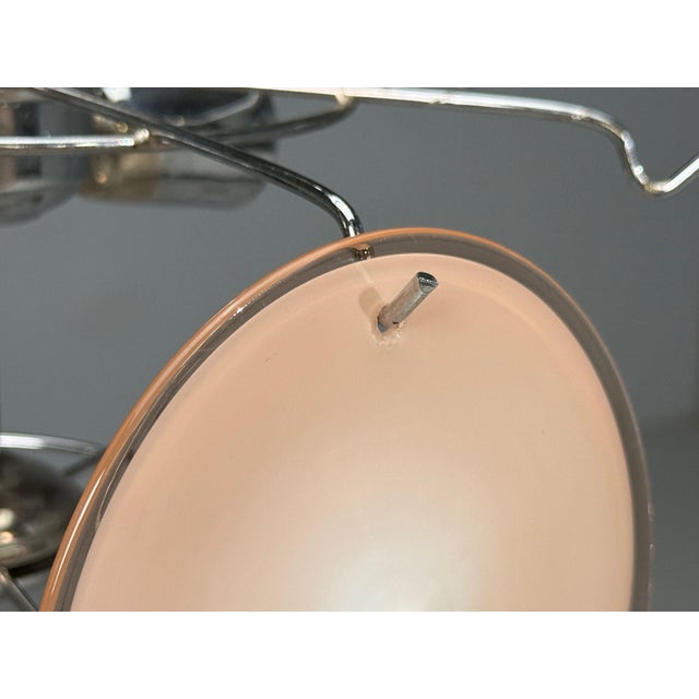 Mid-Century Modern, Pink Murano Glass, Chrome, Pendant Light, 1960s For Sale In New York - Image 6 of 7