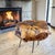 Mid-Century Modern Brutalist Asymmetric Round Live Edge Reclaimed Wood Slab Coffee Side Table on Pegged Legs For Sale - Image 3 of 6