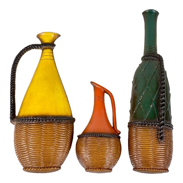 Mid-Century Modern Kitchen Ewer Bottle Wall Hanging Sculptures - Set Of For Sale