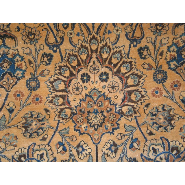 Vintage Oversized Mashad Persian Knotted Rug, Circa Date: 1950s. This exceptional piece exemplifies the refined weaving...
