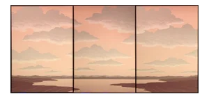 Late 20th Century "Vista Grand Burgundy" Silkscreen Prints Triptych by Scott Nellis - Set of 3
