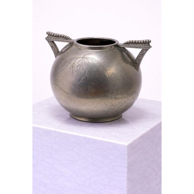 Swedish Art Deco Pewter Vase attributed to Lundin & Lundberg, 1930s For Sale - Image 7 of 8