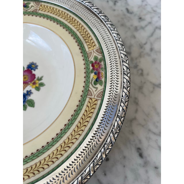 Lenox Floralia Pattern Sterling Silver Porcelain Soup Bowl Stamped