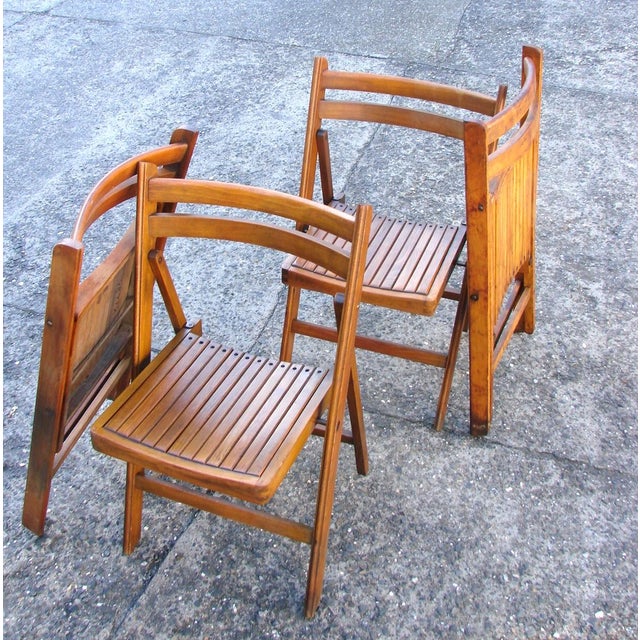 Brown Vintage Folding Wooden Chairs, 1970s, Set of 4 For Sale - Image 8 of 11