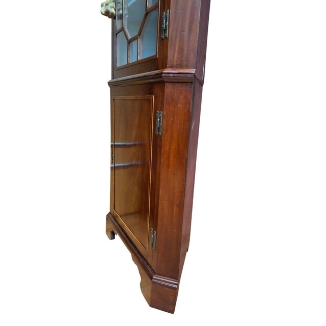Traditional Regency Style Mahogany String Inlay Corner Cabinet For Sale - Image 3 of 7