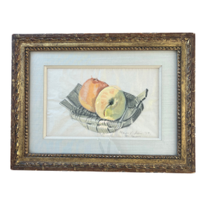 Original 1950s Still Life Watercolor Painting by Listed Artist Marion v. Dorn Beautifully Framed With Silk and a Gilded Frame