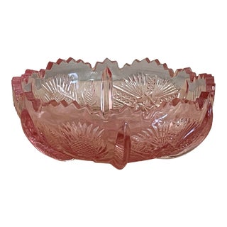 Antique Paneled Thistle & Star Pink Cut Crystal by Bryce Higbee, 1900’s For Sale