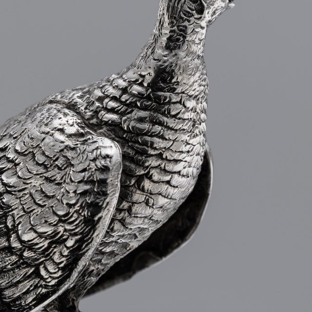 Vintage 20th Century English Silver Ornamental Pheasants, 1972, Set of 2 For Sale - Image 12 of 18