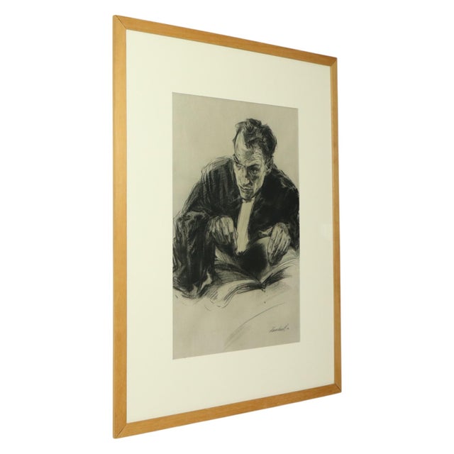 Herwig Driesschaert, Portrait Composition, 1974, Charcoal on Paper, Framed For Sale - Image 9 of 18